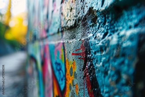 Colorful Graffiti Wall with Blue Paint Generative AI