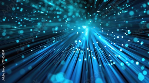 Blue light fiber optic, speed line, futuristic background technology wireless data transmission, high-speed internet. internet network concept.