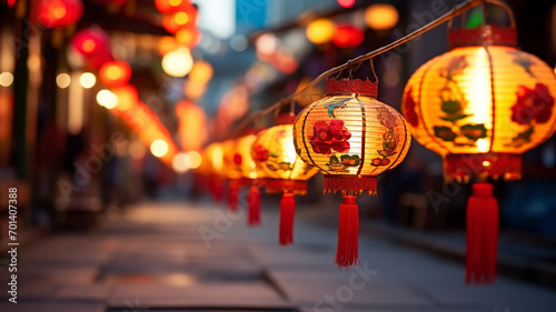 chinese decorative lanterns in a street