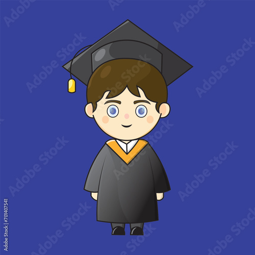 Cute graduation boy character, chibi