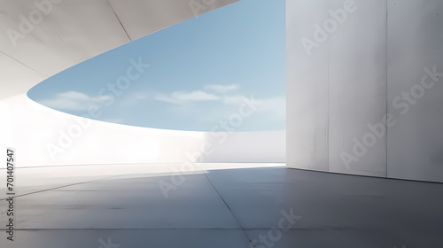 3d render of abstract futuristic architecture with empty concrete floor