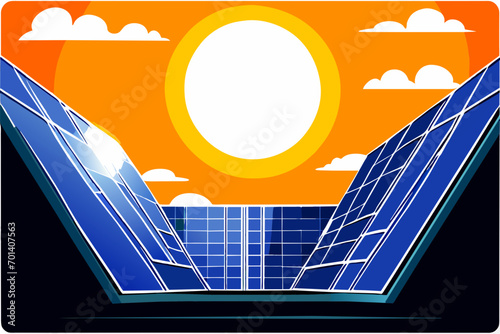 Solar panels harnessing sunlight vektor illustation