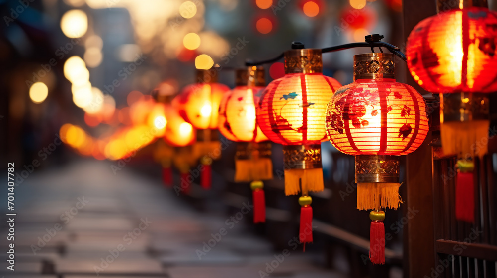 chinese decorative lanterns in a street