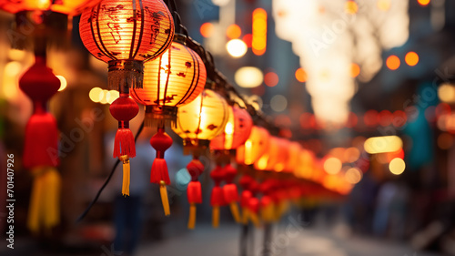 chinese decorative lanterns in a street © amirhamzaaa