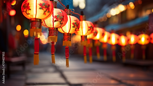 chinese decorative lanterns in a street