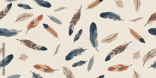 Feather pattern. Beautiful colored feathers, vector stylish pattern. Stylish feather pattern. For printing on pillows, textiles, packaging, seamless surfaces.