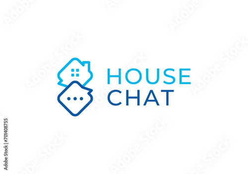 simple house talk logo, home chat symbol design inspiration