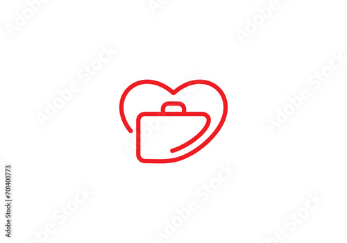 suitcase and love logo, health care symbol icon template