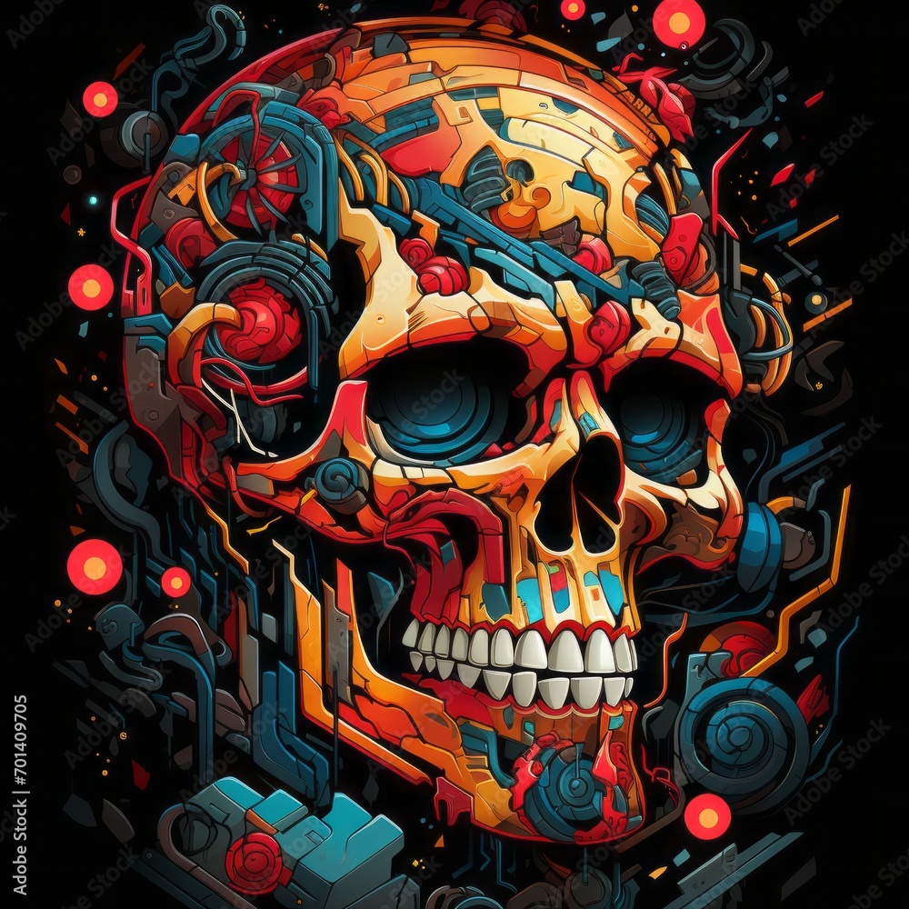 Colored Illustration of a Skull Colored Illustration of a Skull