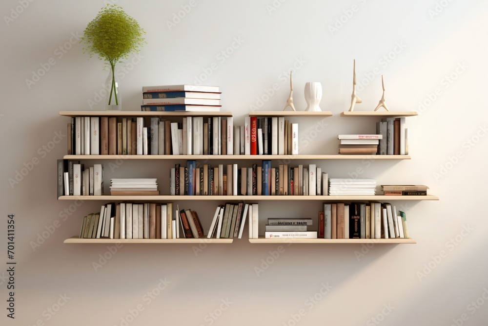 A modern wall-mounted bookshelf A modern wall-mounted bookshelf