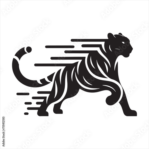 Swift and Stealthy: Leopard's Running Silhouette - Running leopard Silhouette, Leopard Black Vector Stock 