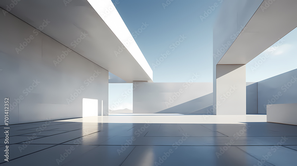 3d render of abstract futuristic architecture with empty concrete floor 3d render of abstract futuristic architecture with empty concrete floor