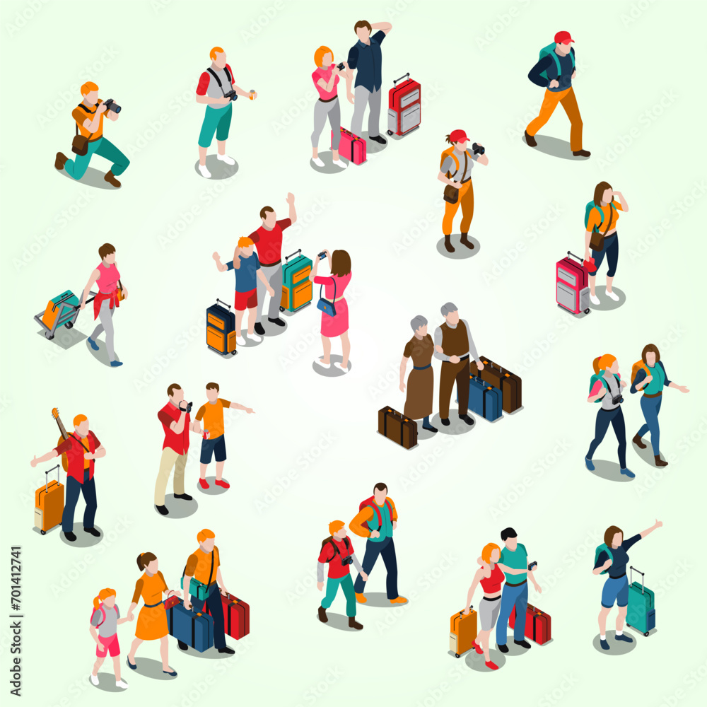 travel people isometric icons