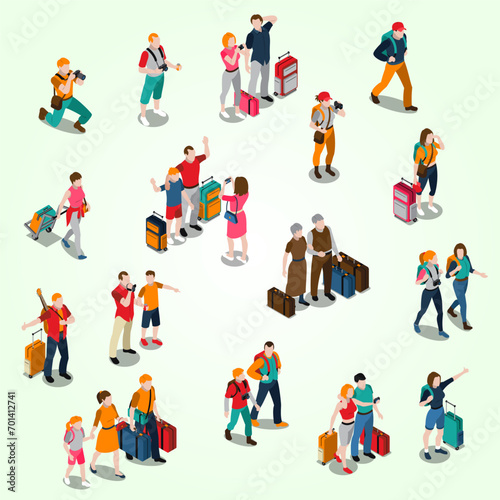 travel people isometric icons