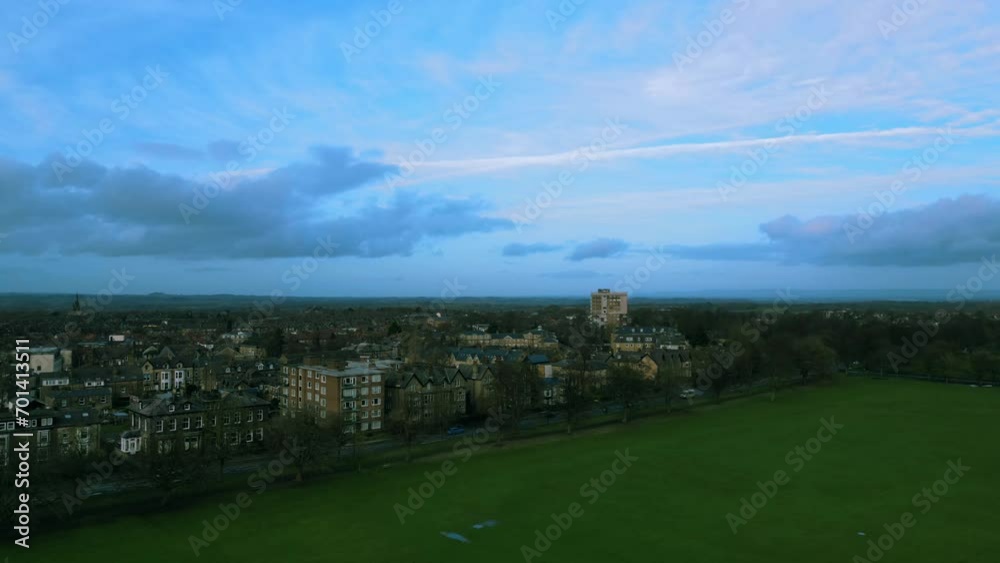 Aerial Cinematic time-lapse video of the cars driving on the road