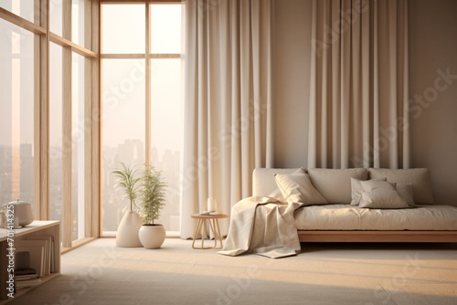 Beautiful white color curtains for home decor and interior design