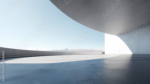 3d render of abstract futuristic architecture with empty concrete floor © c