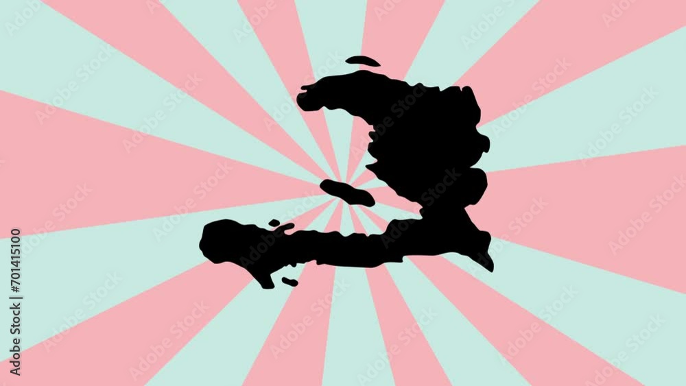 Animation of the map icon for the country of Haiti with a rotating background Animation of the map icon for the country of Haiti with a rotating background
