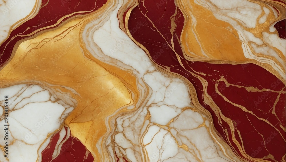 Opulent red and golden yellow marble texture with intricate white ...