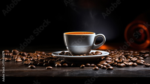 Sleek and stylish espresso coffee on retro table