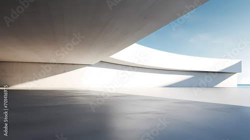 3d render of abstract futuristic architecture with empty concrete floor