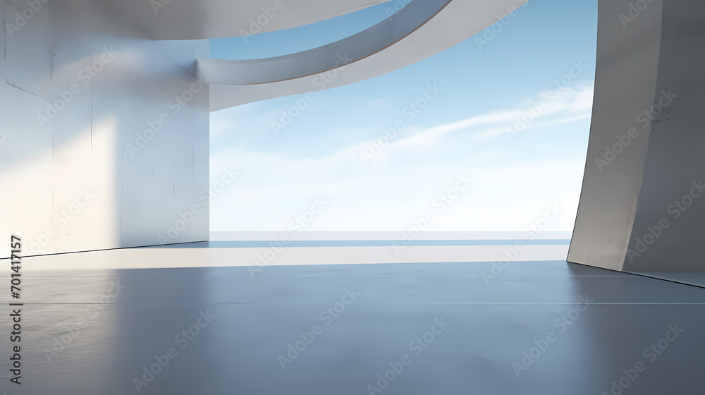 3d render of abstract futuristic architecture with empty concrete floor 3d render of abstract futuristic architecture with empty concrete floor