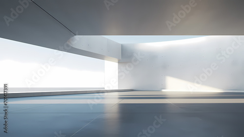 3d render of abstract futuristic architecture with empty concrete floor © c