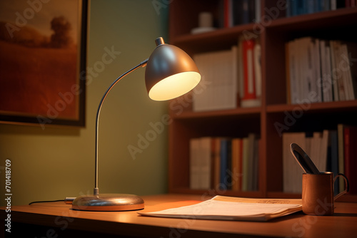 modern reading lamp on desk, generative AI