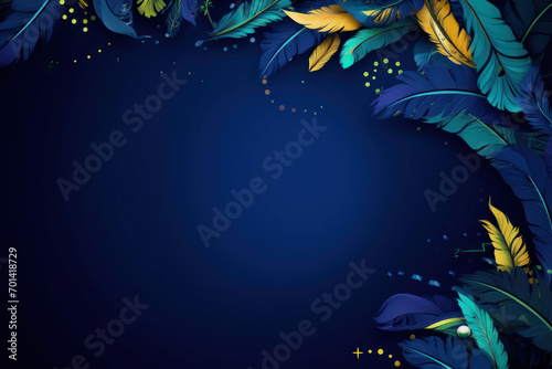 background with vibrant Brazilian carnival banner template with copy space. Multicolored carnival mask banner with space for text. Carnival party banner, invitation card. Brazilian carnival banner.  photo
