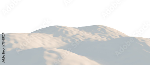 Snow-Covered Hills Under a Calm Sky. 3D render. 