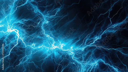 Azure Illumination: Abstract Blue Lightning Reverie. Generative AI