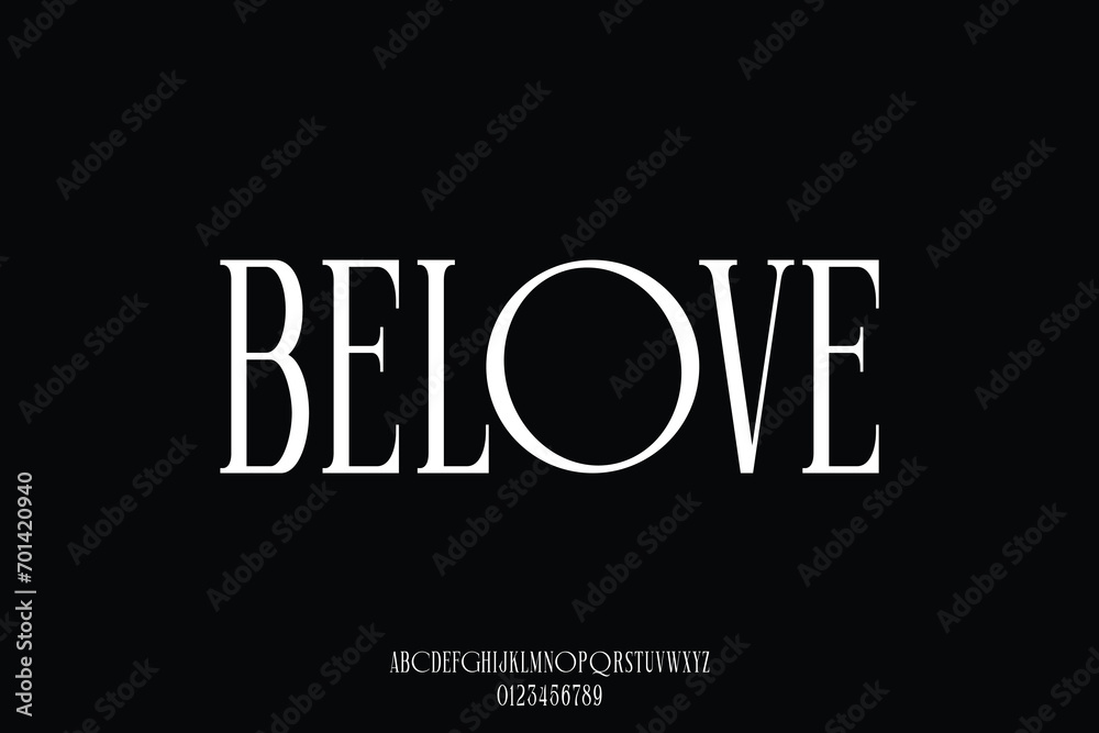 Fototapeta premium Elegant feminine condensed alphabet display font vector