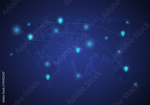 global network connection points World map and business concept, Vector illustration