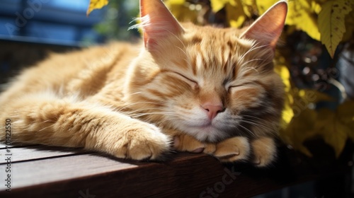 cat sleeping on bench UHD Wallpaper © Ghulam
