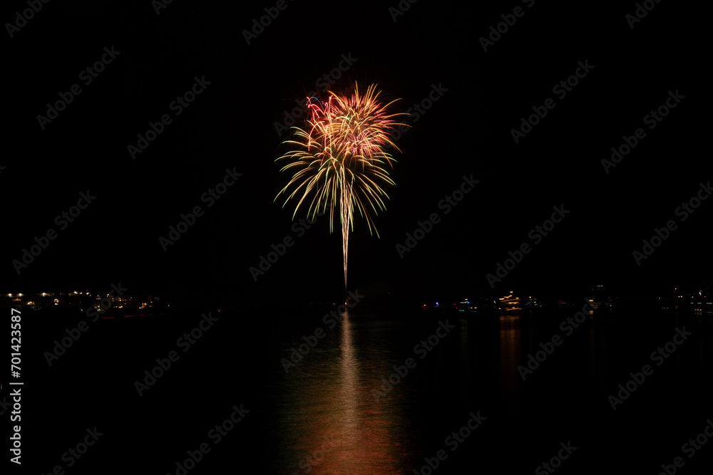 New Year's Eve fireworks over the channel in Marina del Rey, CA celebrate east coast midnight. New Year's Eve fireworks over the channel in Marina del Rey, CA celebrate east coast midnight.