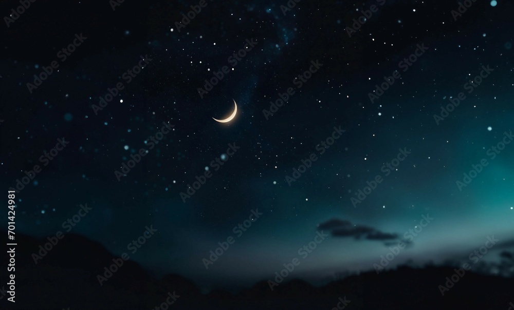 Sky night stars and moon, night moon wallpaper, islamic night