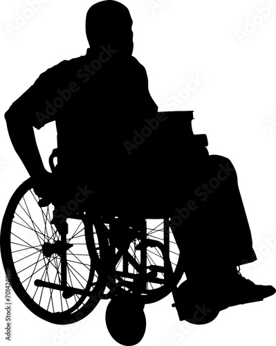 Patient handicap man sitting on wheelchair isolated on white background