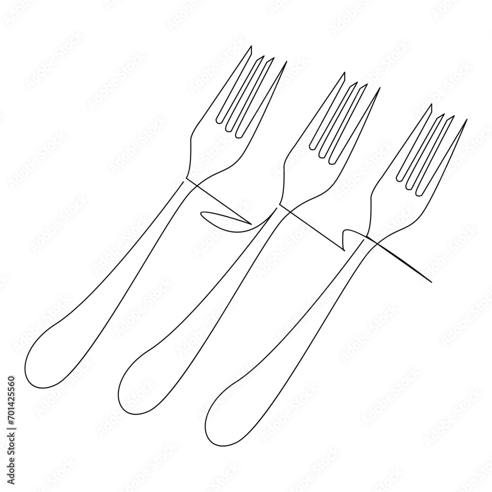 Knife and fork continuous single line outline vector art drawing and simple one line minimalist design Knife and fork continuous single line outline vector art drawing and simple one line minimalist design