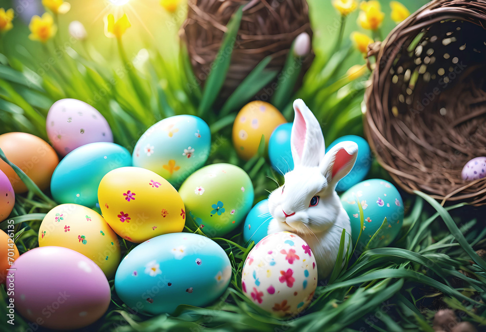 Easter eggs background for spring Easter holidays. 