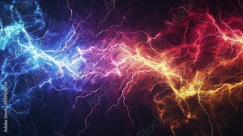 Vivid Illumination: Colorful Lightning in Abstract Fractal. Generative AI