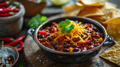 Chilli con carne with tortilla