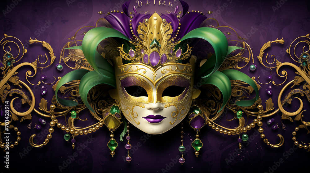 Masquerade mask mardi gras carnival party banner with empty copy space vector background illustration, perfect for carnival, Mardi Gras, party, celebration, and theme-related concepts. Generative Ai