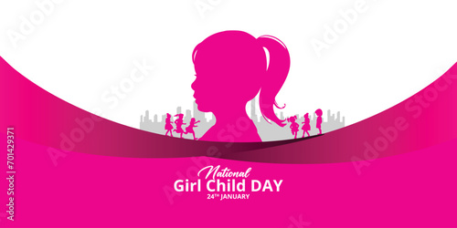 International Day of the Girl Child. 11 October - International Day of the Girl Child. International Children's Day Greeting Card. Editable vector illustration daughter, girl.