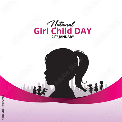 International Day of the Girl Child. 11 October - International Day of the Girl Child. International Children's Day Greeting Card. Editable vector illustration daughter, girl.
