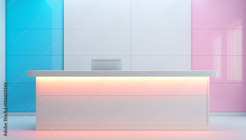 white reception desk in a clinic with light colorful walls soft light for healthcare medical card design white reception desk in a clinic with light colorful walls soft light for healthcare medical card design