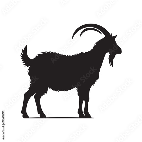 Mystical Munchies: Goat Silhouette Grazing in Moonlit Buffet - Goat Black Vector Stock
