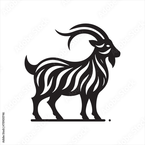 Galactic Guardian: Goat Silhouette as Cosmic Protector - Goat Black Vector Stock
