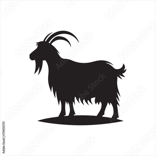 Radiant Roamer: Goat Silhouette Exploring Night's Radiant Realm - Goat Black Vector Stock
