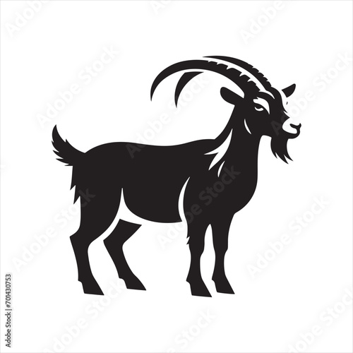 Ethereal Embrace: Goat Silhouette Nestled in Midnight's Arms - Goat Black Vector Stock
