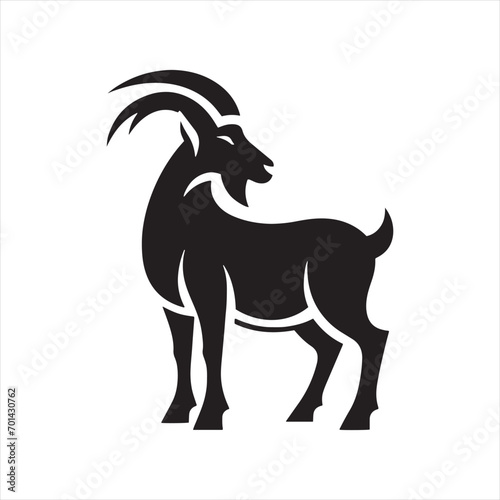 Celestial Cloak  Goat Silhouette Wrapped in Cosmic Veil - Goat Black Vector Stock 